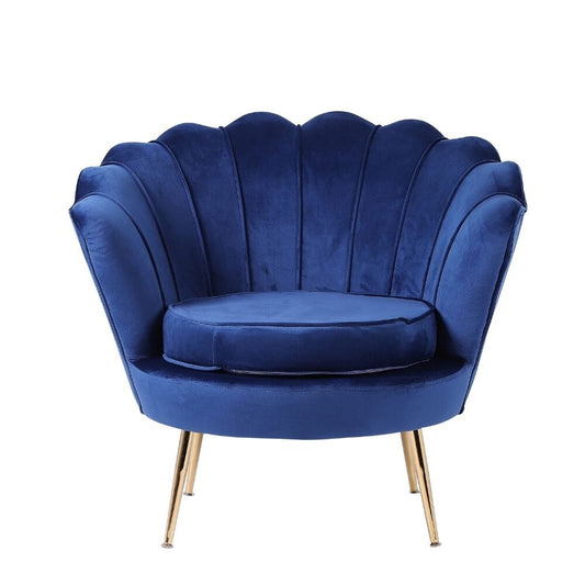 Fauteuil en velours bleu - 29'' H x 32,5'' L x 31,5'' P