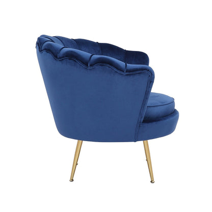 Fauteuil en velours bleu - 29'' H x 32,5'' L x 31,5'' P