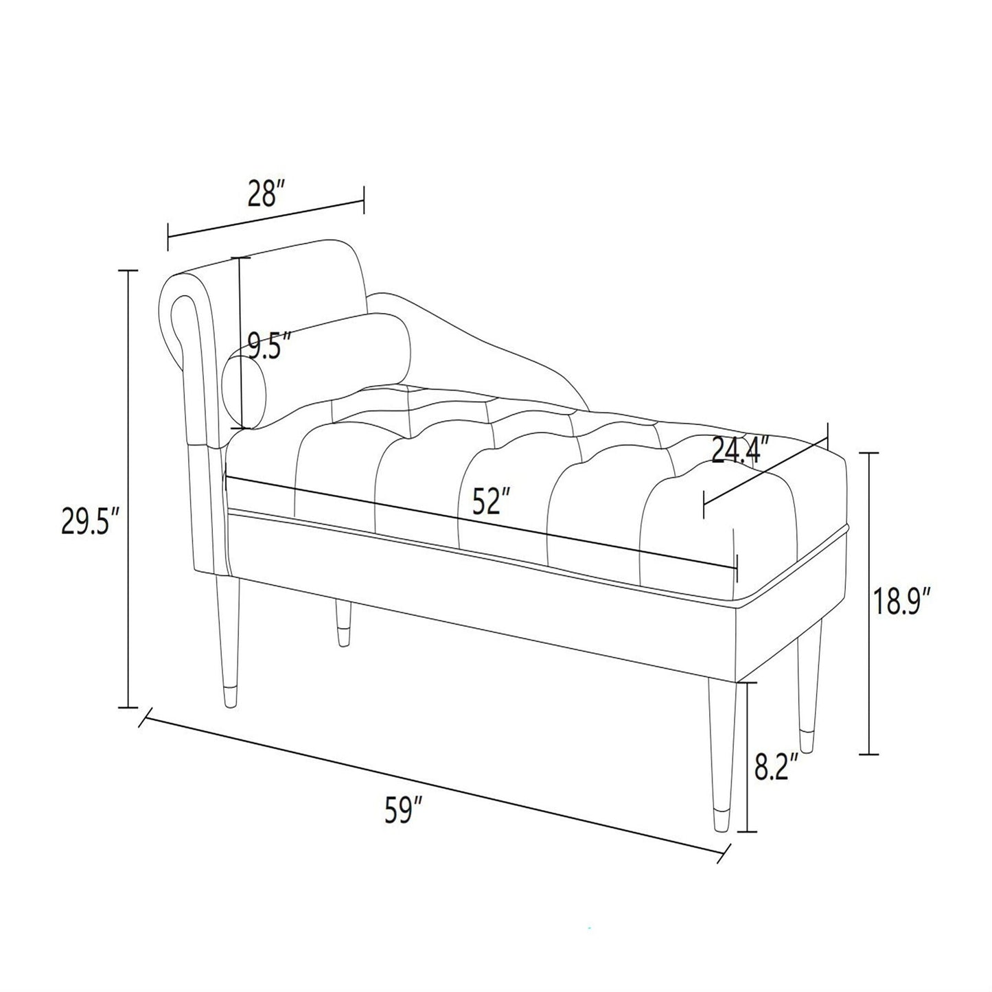 Chaise longue de salon en tissu BlueFluffy