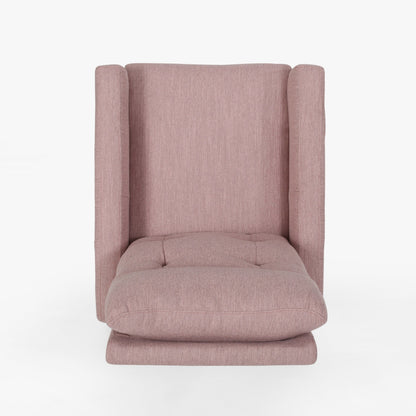 Fauteuil inclinable pivotant rembourré en tissu moderne Blush avec repose-pieds et dossier capitonné