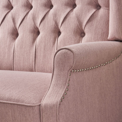 Fauteuil inclinable rembourré surdimensionné Blush avec repose-pieds, dossier capitonné et clous décoratifs