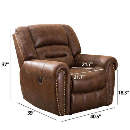 Fauteuil inclinable électrique en cuir respirant avec port USB pour salon et cinéma