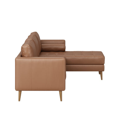 Canapé Breeze Mid-Century Modern, canapé en cuir avec coussin capitonné et cadre en bois massif