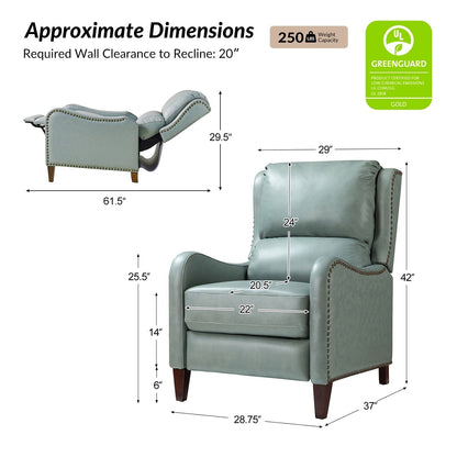 Fauteuil inclinable moderne Brigida en cuir véritable avec garniture cloutée et repose-pieds réglable, lot de 2 par HULALA HOME