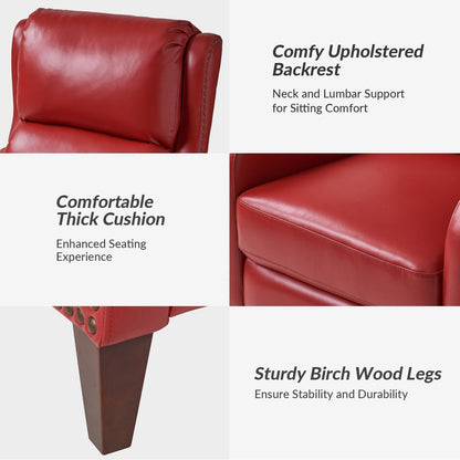 Fauteuil inclinable moderne Brigida en cuir véritable avec garniture cloutée et repose-pieds réglable, lot de 2 par HULALA HOME