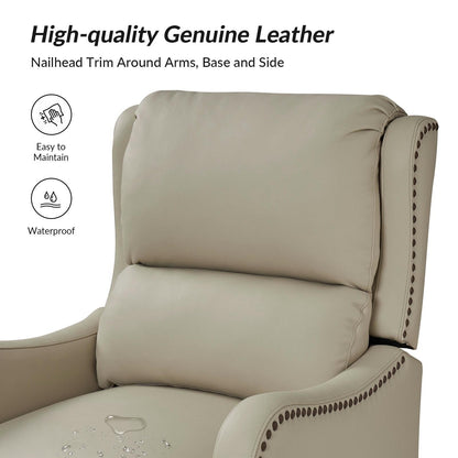 Fauteuil inclinable moderne Brigida en cuir véritable avec garniture cloutée et repose-pieds réglable, lot de 2 par HULALA HOME