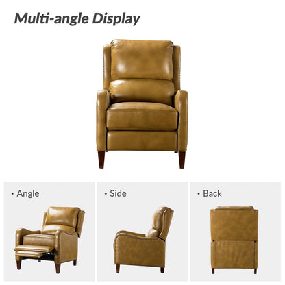 Fauteuil inclinable moderne Brigida en cuir véritable avec garniture cloutée et repose-pieds réglable, lot de 2 par HULALA HOME