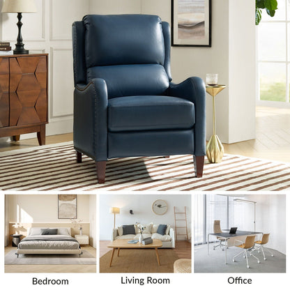 Fauteuil inclinable moderne Brigida en cuir véritable avec garniture cloutée et repose-pieds réglable, lot de 2 par HULALA HOME