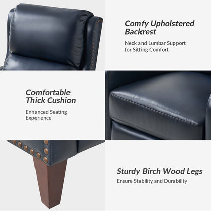 Fauteuil inclinable moderne Brigida en cuir véritable avec garniture cloutée et repose-pieds réglable, lot de 2 par HULALA HOME