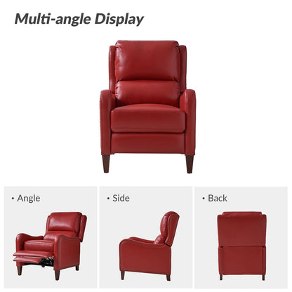 Fauteuil inclinable moderne Brigida en cuir véritable avec garniture cloutée et repose-pieds réglable, lot de 2 par HULALA HOME