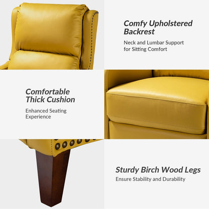 Fauteuil inclinable moderne Brigida en cuir véritable avec garniture cloutée et repose-pieds réglable, lot de 2 par HULALA HOME