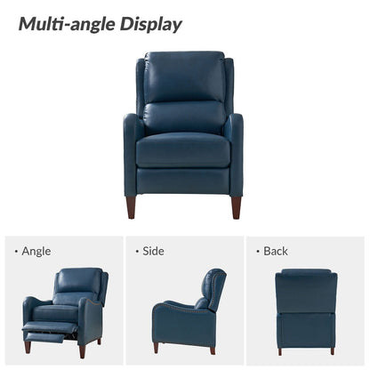 Fauteuil inclinable moderne Brigida en cuir véritable avec garniture cloutée et repose-pieds réglable, lot de 2 par HULALA HOME