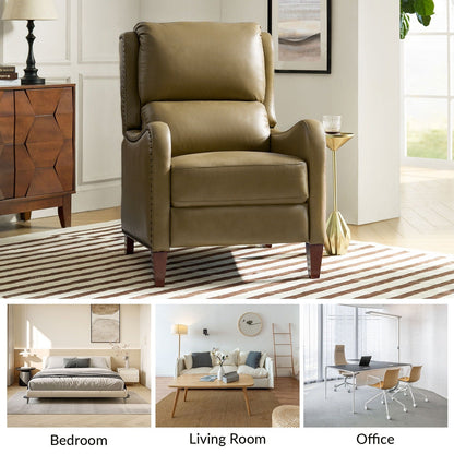 Fauteuil inclinable moderne Brigida en cuir véritable avec garniture cloutée et repose-pieds réglable, lot de 2 par HULALA HOME