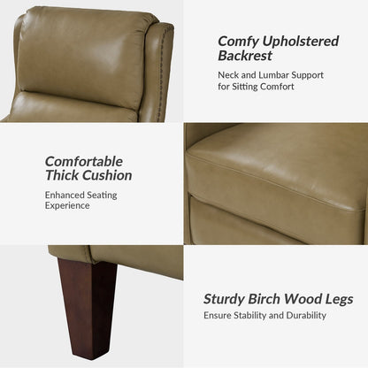 Fauteuil inclinable moderne Brigida en cuir véritable avec garniture cloutée et repose-pieds réglable, lot de 2 par HULALA HOME