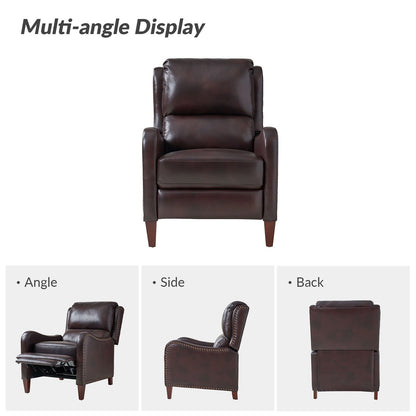 Fauteuil inclinable moderne Brigida en cuir véritable avec garniture cloutée et repose-pieds réglable, lot de 2 par HULALA HOME