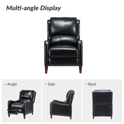 Fauteuil inclinable moderne Brigida en cuir véritable avec garniture cloutée et repose-pieds réglable, lot de 2 par HULALA HOME