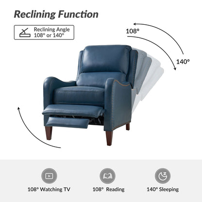 Fauteuil inclinable moderne Brigida en cuir véritable avec garniture cloutée et repose-pieds réglable, lot de 2 par HULALA HOME