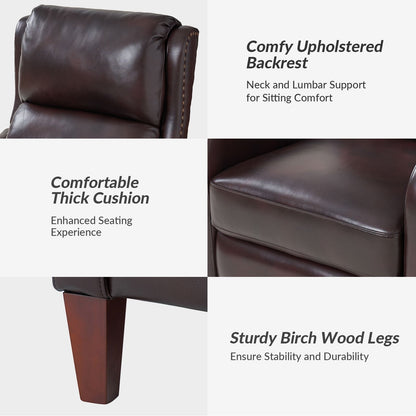 Fauteuil inclinable moderne Brigida en cuir véritable avec garniture cloutée et repose-pieds réglable, lot de 2 par HULALA HOME