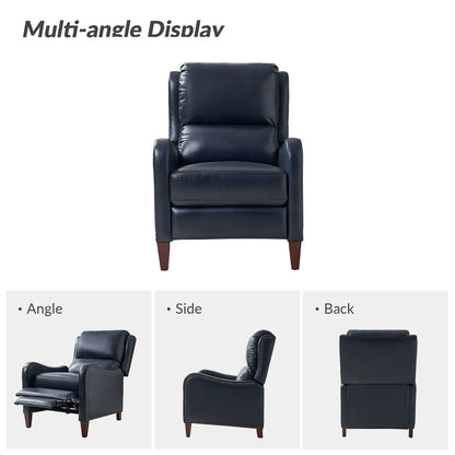 Fauteuil inclinable moderne Brigida en cuir véritable avec garniture cloutée et repose-pieds réglable, lot de 2 par HULALA HOME