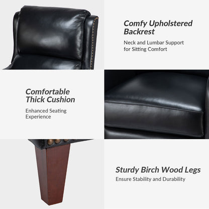 Fauteuil inclinable moderne Brigida en cuir véritable avec garniture cloutée et repose-pieds réglable, lot de 2 par HULALA HOME