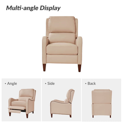 Fauteuil inclinable moderne Brigida en cuir véritable avec garniture cloutée et repose-pieds réglable, lot de 2 par HULALA HOME