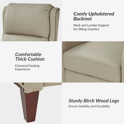 Fauteuil inclinable moderne Brigida en cuir véritable avec garniture cloutée et repose-pieds réglable, lot de 2 par HULALA HOME