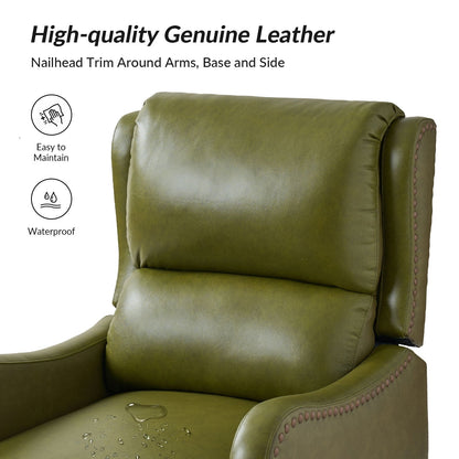 Fauteuil inclinable moderne Brigida en cuir véritable avec garniture cloutée et repose-pieds réglable, lot de 2 par HULALA HOME