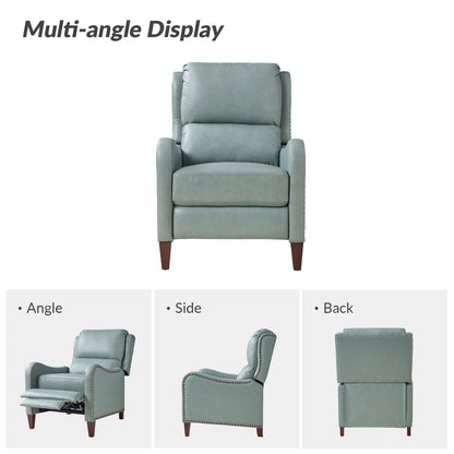 Fauteuil inclinable moderne Brigida en cuir véritable avec garniture cloutée et repose-pieds réglable, lot de 2 par HULALA HOME