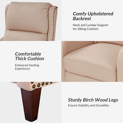 Fauteuil inclinable moderne Brigida en cuir véritable avec garniture cloutée et repose-pieds réglable, lot de 2 par HULALA HOME