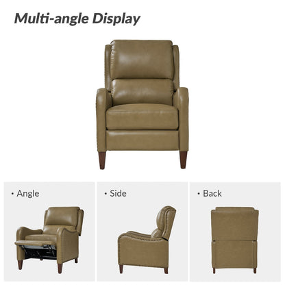 Fauteuil inclinable moderne Brigida en cuir véritable avec garniture cloutée et repose-pieds réglable, lot de 2 par HULALA HOME