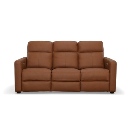 Canapé inclinable électrique Broadway en cuir avec appuie-têtes électriques par Flexsteel