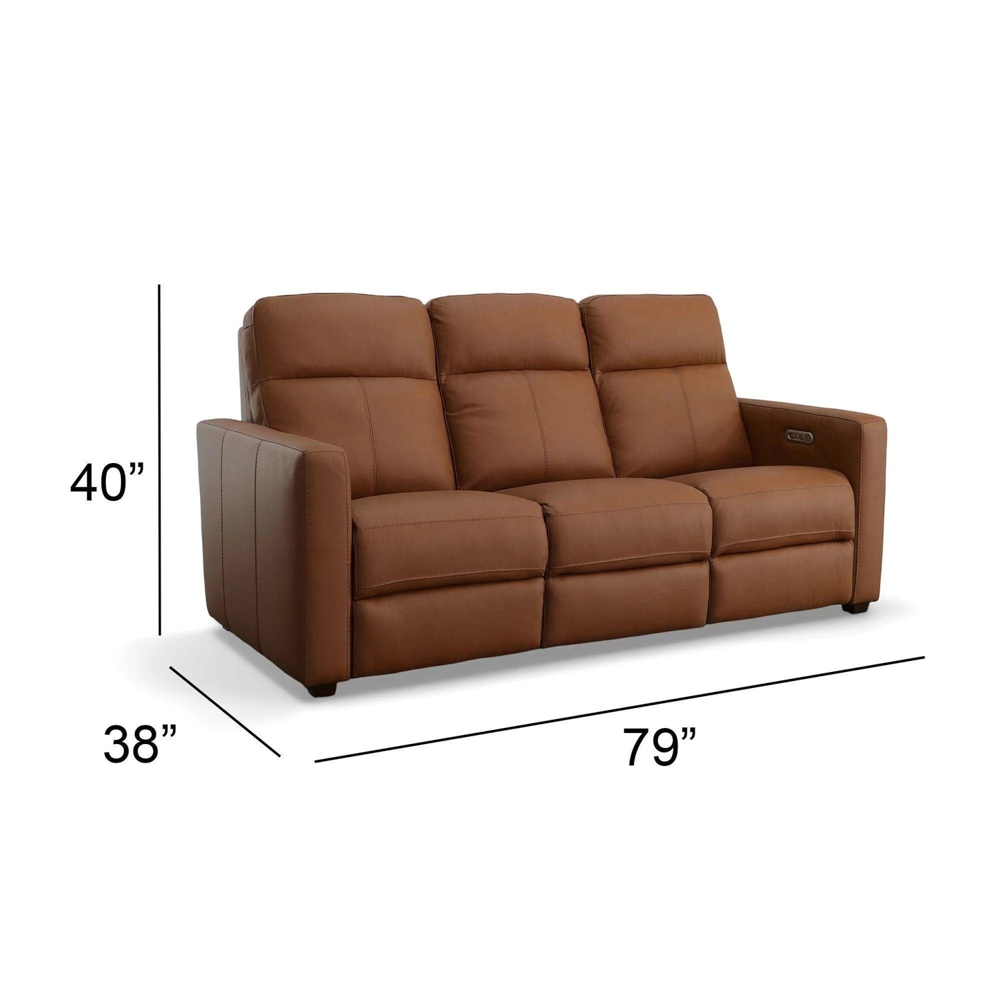 Canapé inclinable électrique Broadway en cuir avec appuie-têtes électriques par Flexsteel