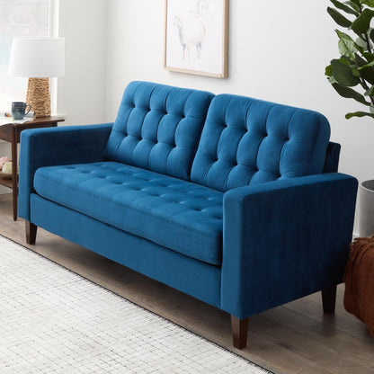 Canapé Brookside Brynn de 76 po à accoudoirs carrés en similicuir/velours/tissu