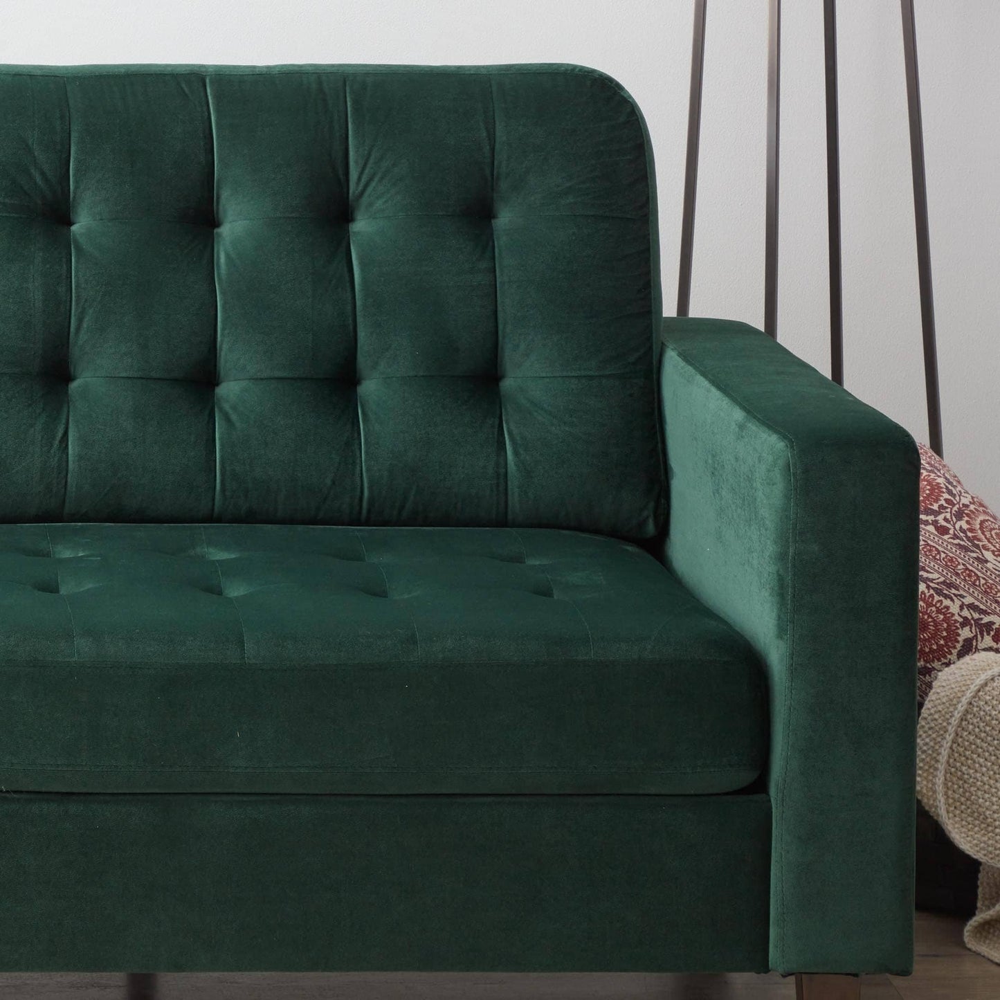 Canapé Brookside Brynn de 76 po à accoudoirs carrés en similicuir/velours/tissu