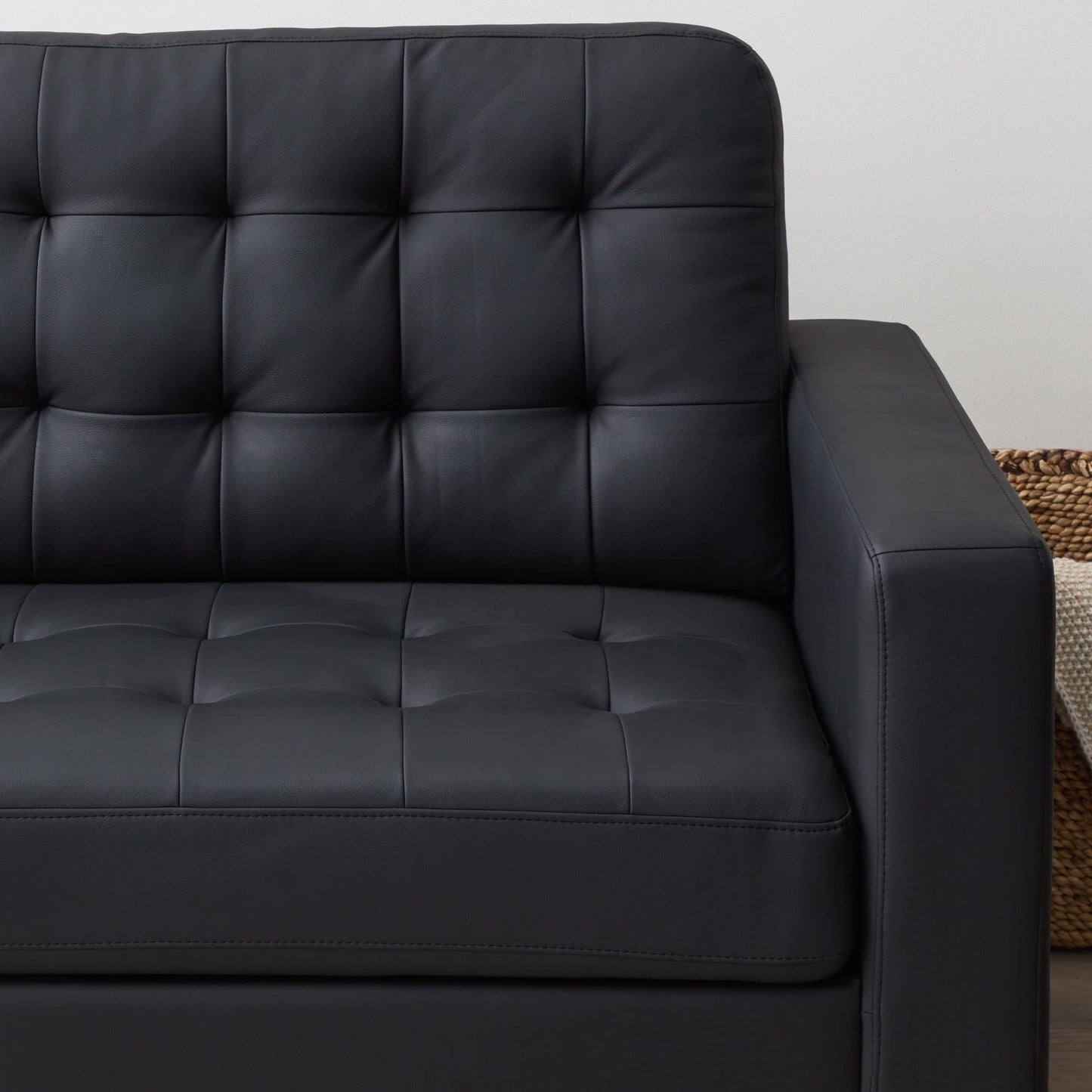 Canapé Brookside Brynn de 76 po à accoudoirs carrés en similicuir/velours/tissu