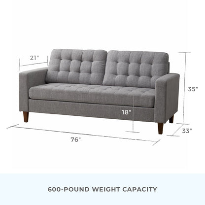 Canapé Brookside Brynn de 76 po à accoudoirs carrés en similicuir/velours/tissu