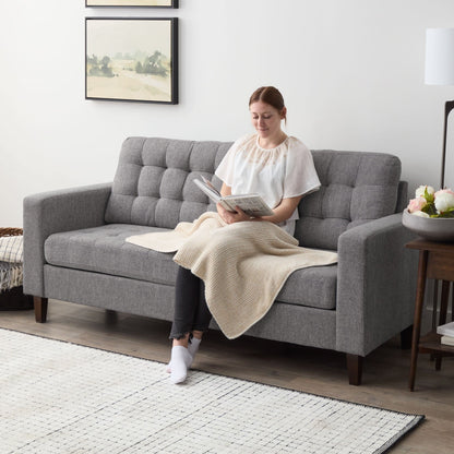 Canapé Brookside Brynn de 76 po à accoudoirs carrés en similicuir/velours/tissu