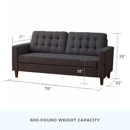 Canapé Brookside Brynn de 76 po à accoudoirs carrés en similicuir/velours/tissu