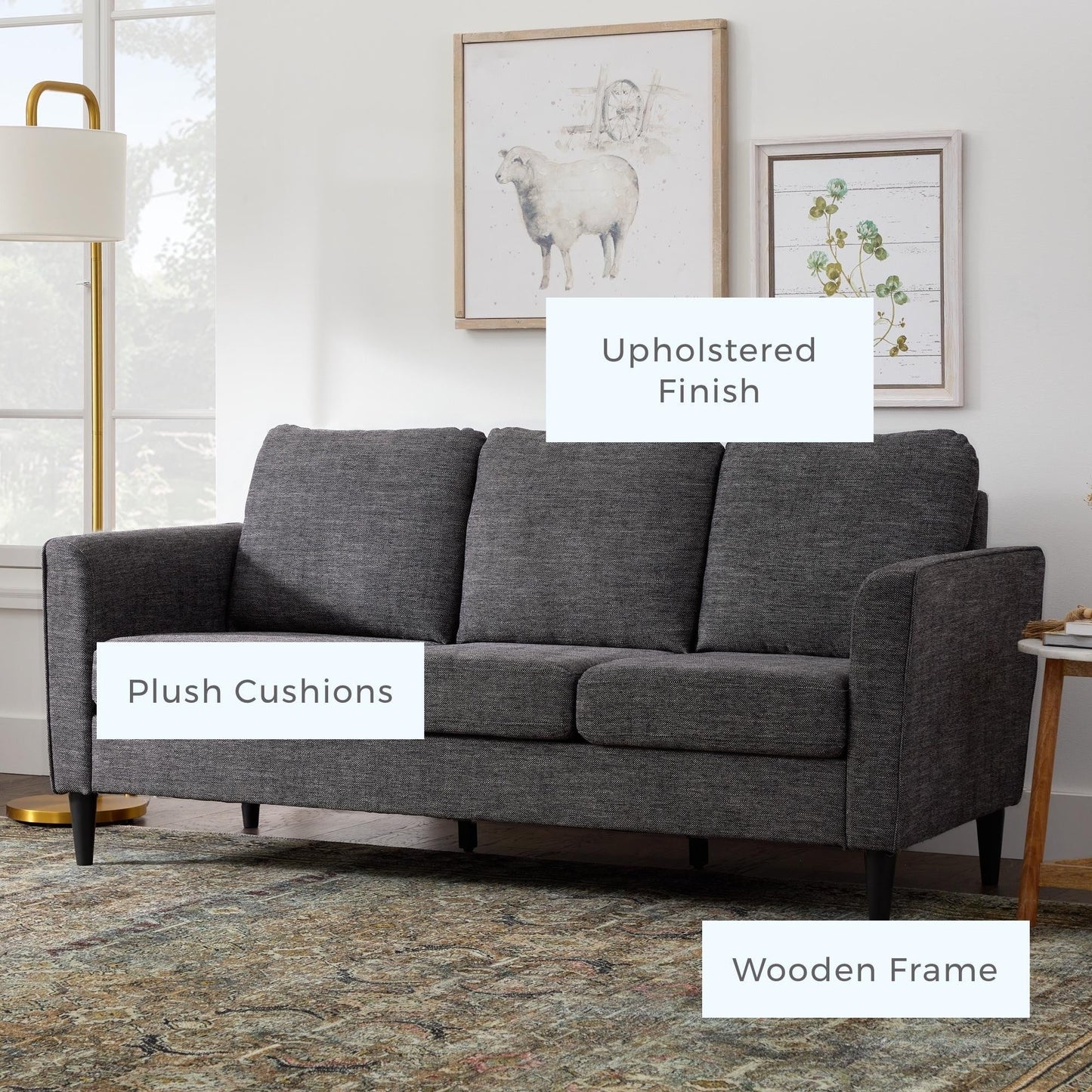 Canapé Brookside Clara 73 à accoudoirs incurvés rembourrés