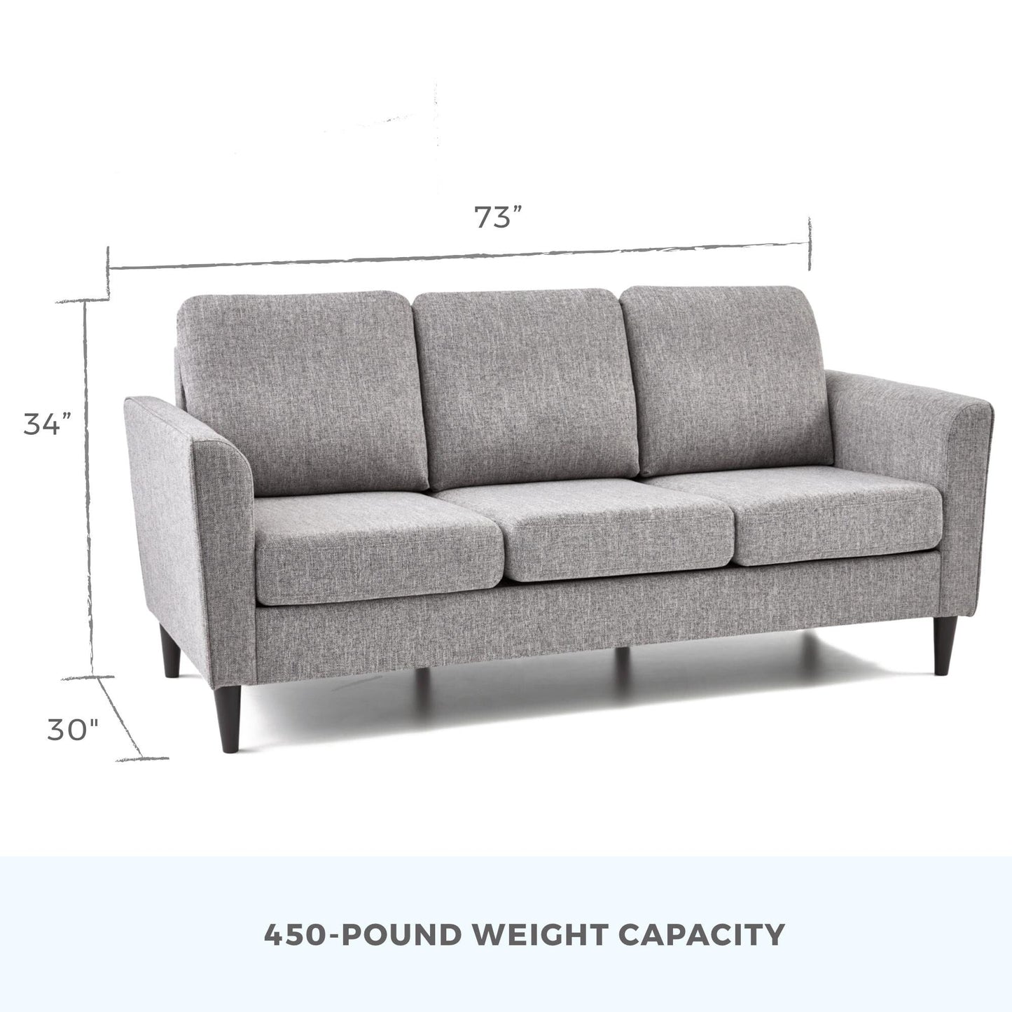 Canapé Brookside Clara 73 à accoudoirs incurvés rembourrés