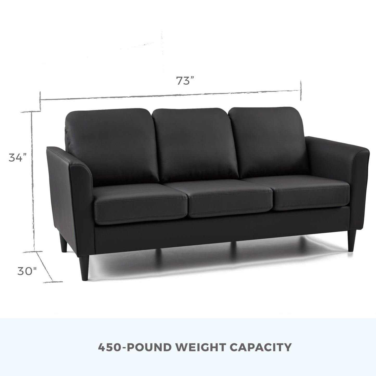 Canapé Brookside Clara 73 à accoudoirs incurvés rembourrés