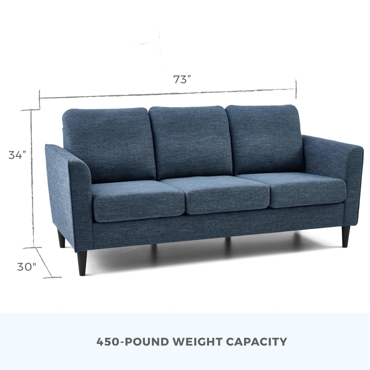 Canapé Brookside Clara 73 à accoudoirs incurvés rembourrés