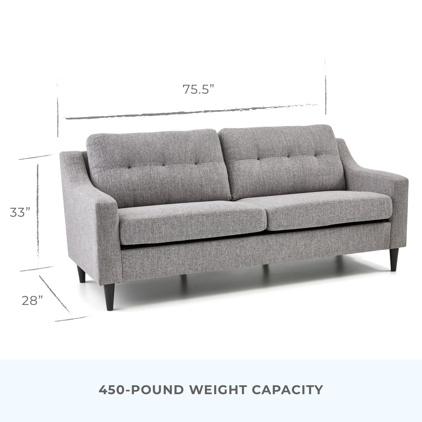 Canapé Brookside Ellen 75 à accoudoirs arrondis rembourré