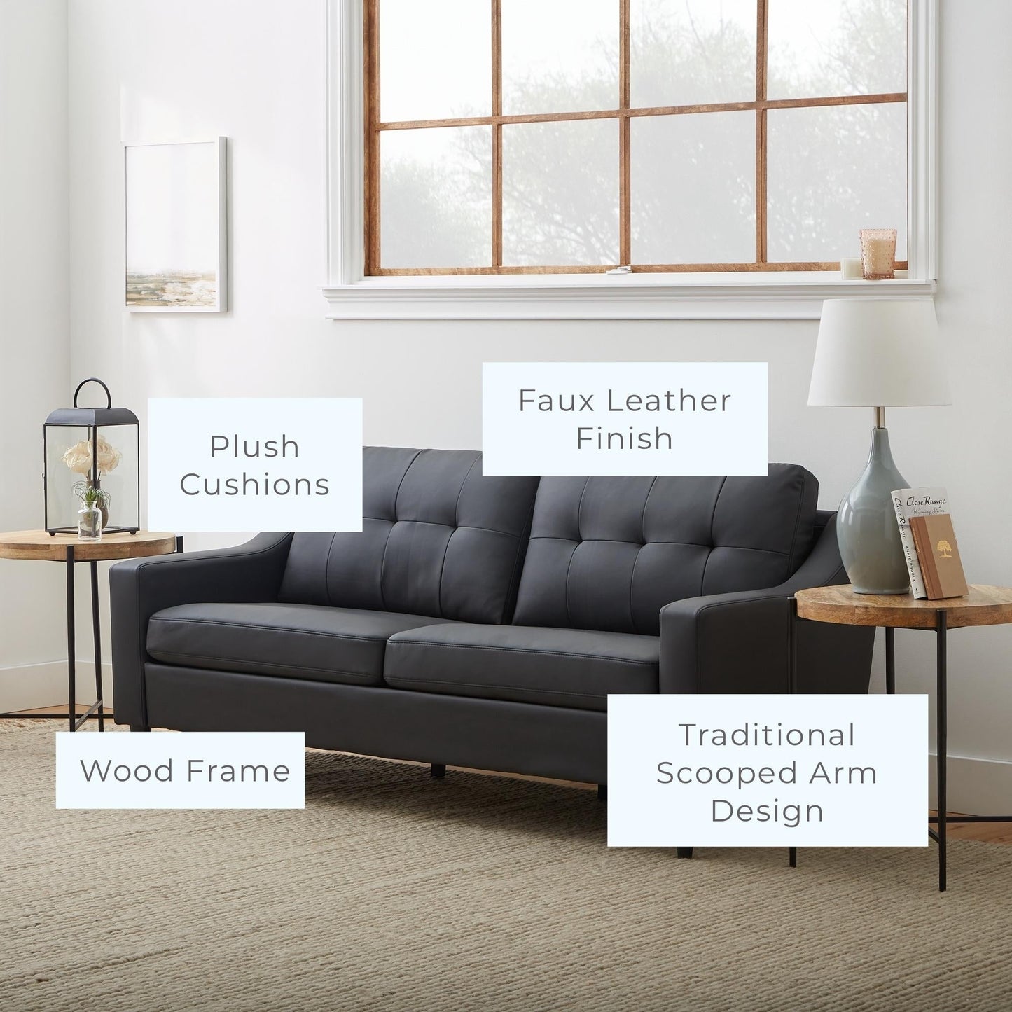 Canapé Brookside Ellen 75 à accoudoirs arrondis rembourré