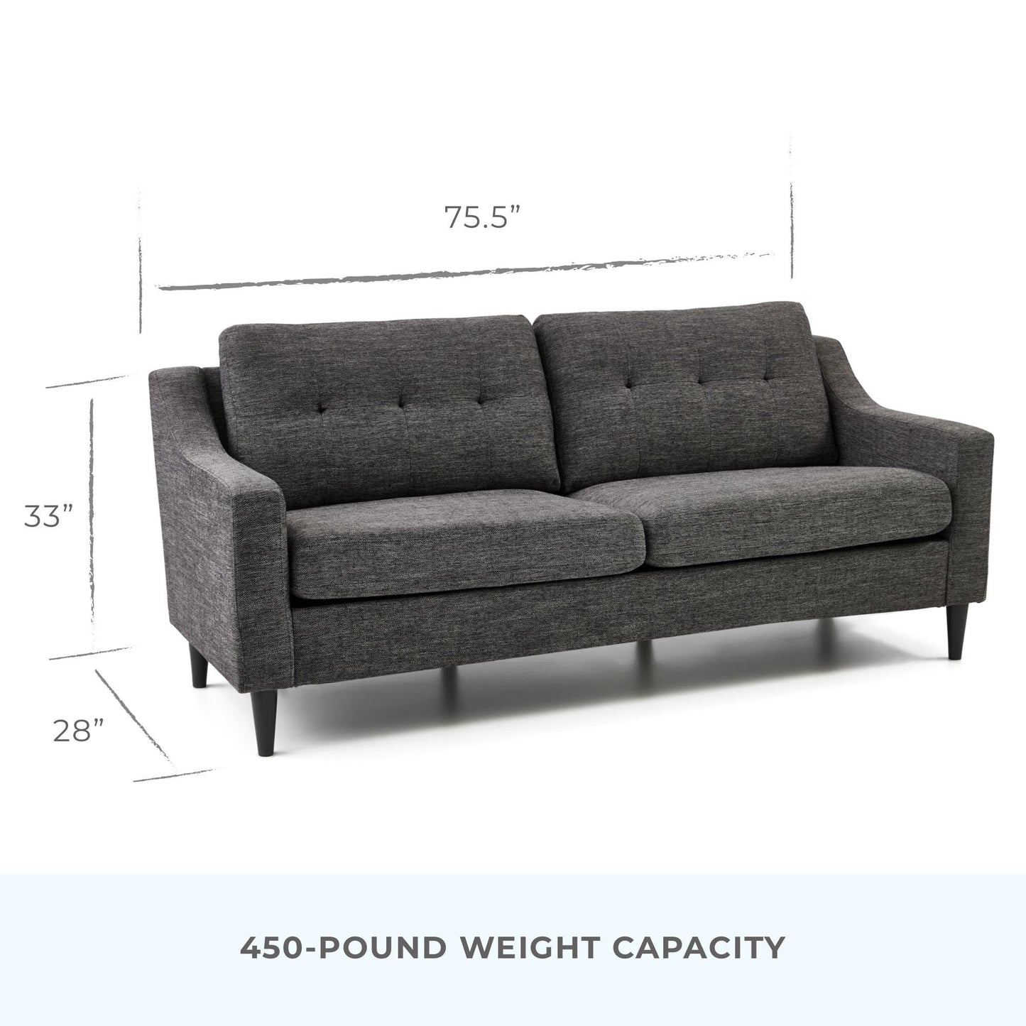 Canapé Brookside Ellen 75 à accoudoirs arrondis rembourré