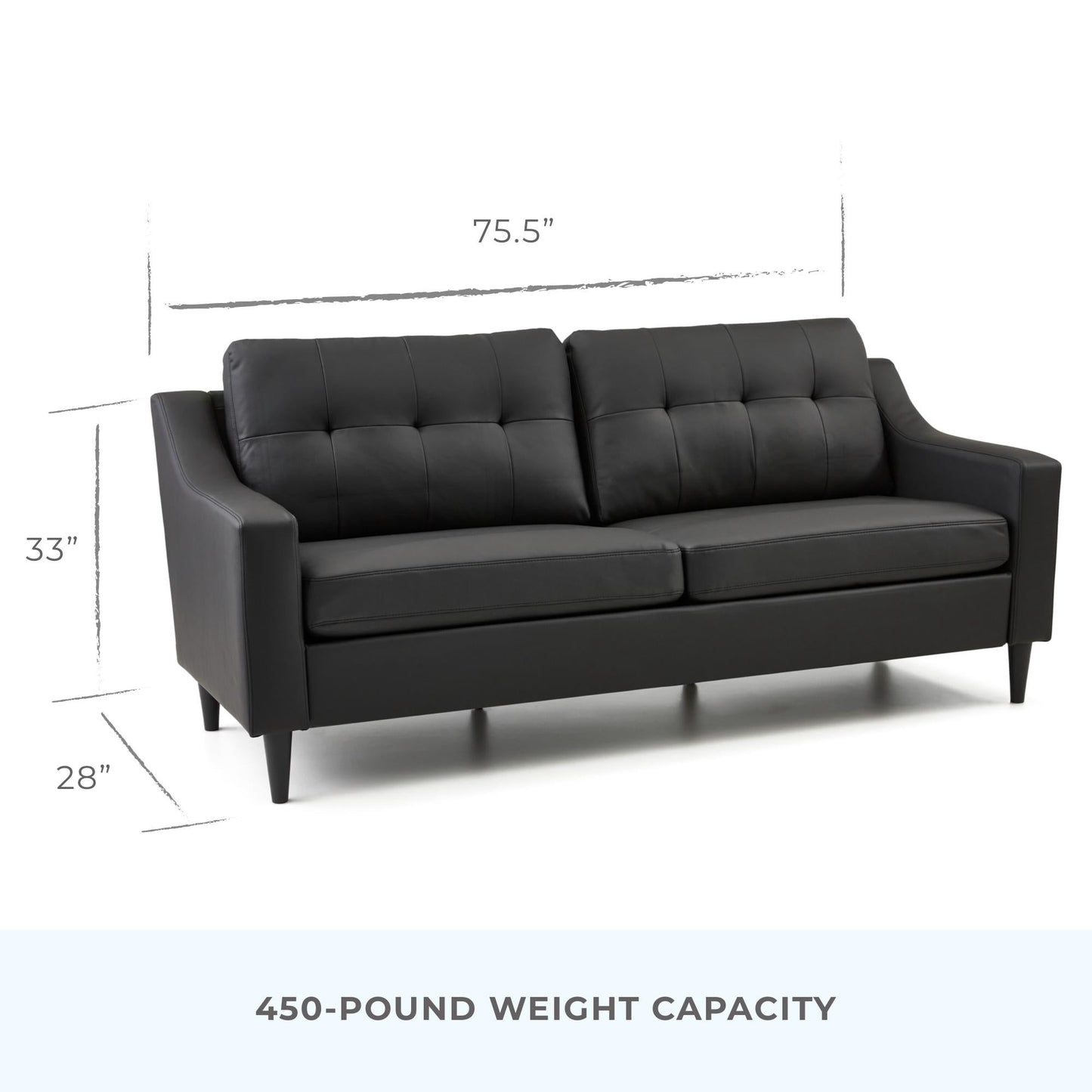 Canapé Brookside Ellen 75 à accoudoirs arrondis rembourré