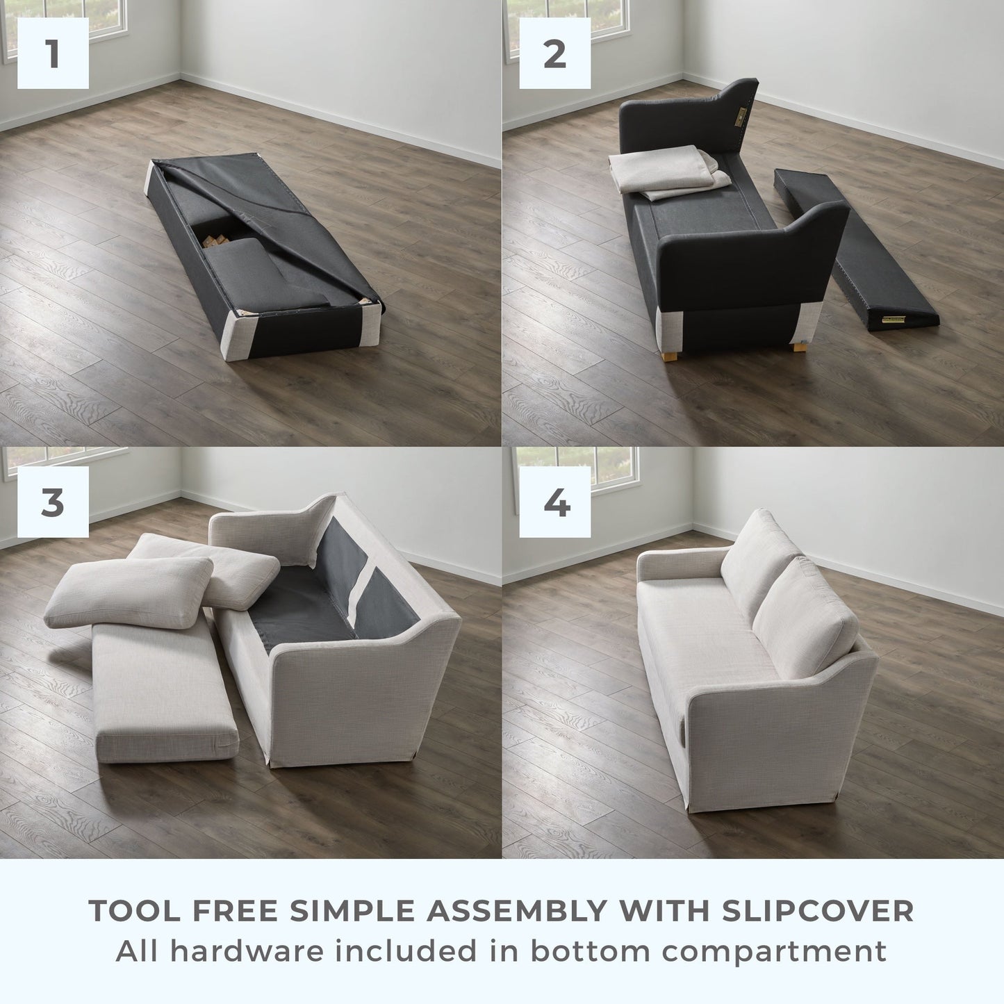 Canapé 3 places Brookside Nelle avec housse rembourrée