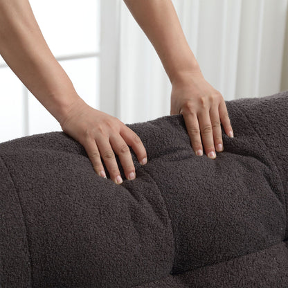 Canapé 2 places en tissu marron 96,46 avec capitonnage à boutons, cadre confortable et robuste pour appartements et salons