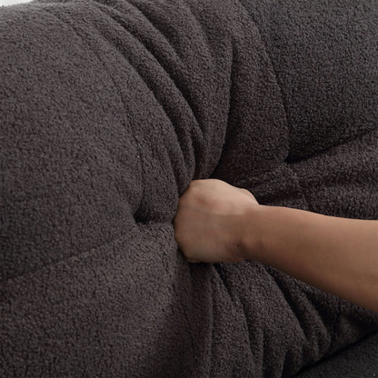 Canapé 2 places en tissu marron 96,46 avec capitonnage à boutons, cadre confortable et robuste pour appartements et salons