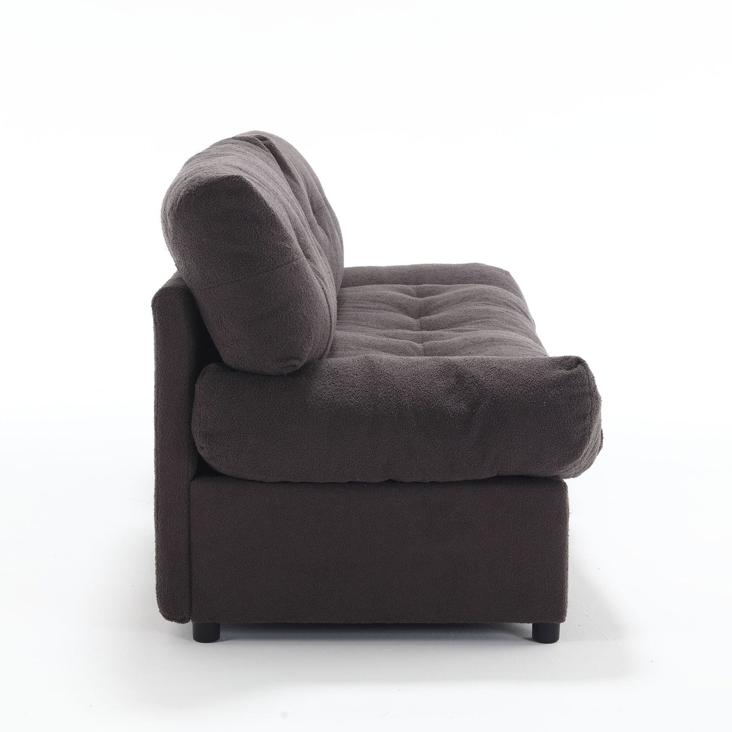 Canapé 2 places en tissu marron 96,46 avec capitonnage à boutons, cadre confortable et robuste pour appartements et salons